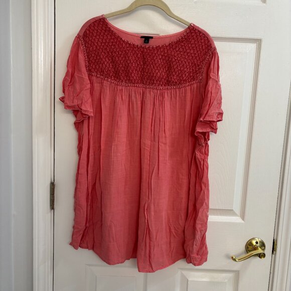 Torrid Challis Smocked Detail Flutter Sleeve Top - Picture 3 of 6